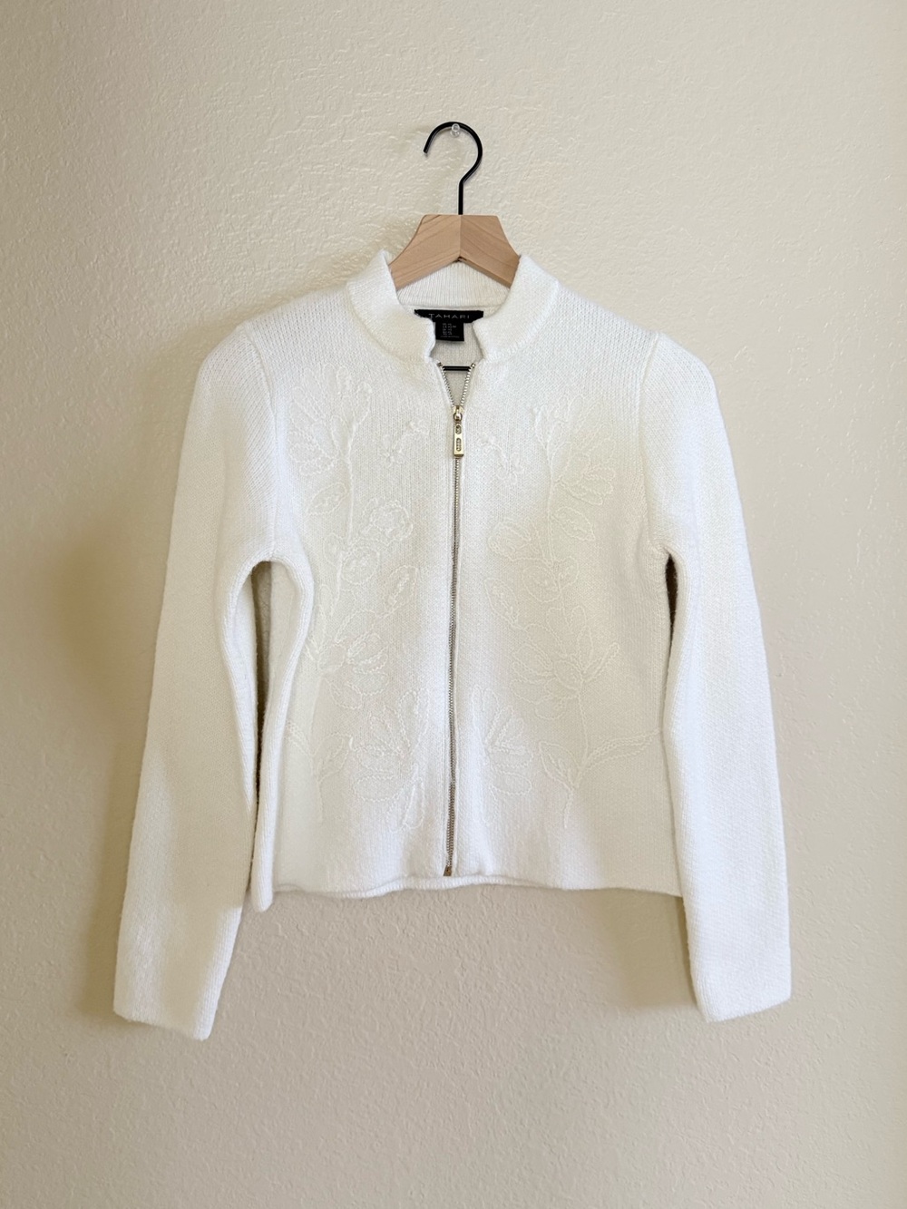 Tahari Floral Embroidered Cardigan Sweater